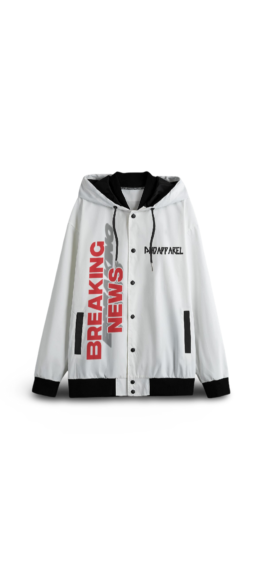 Breaking News White Men's Varsity Jacket