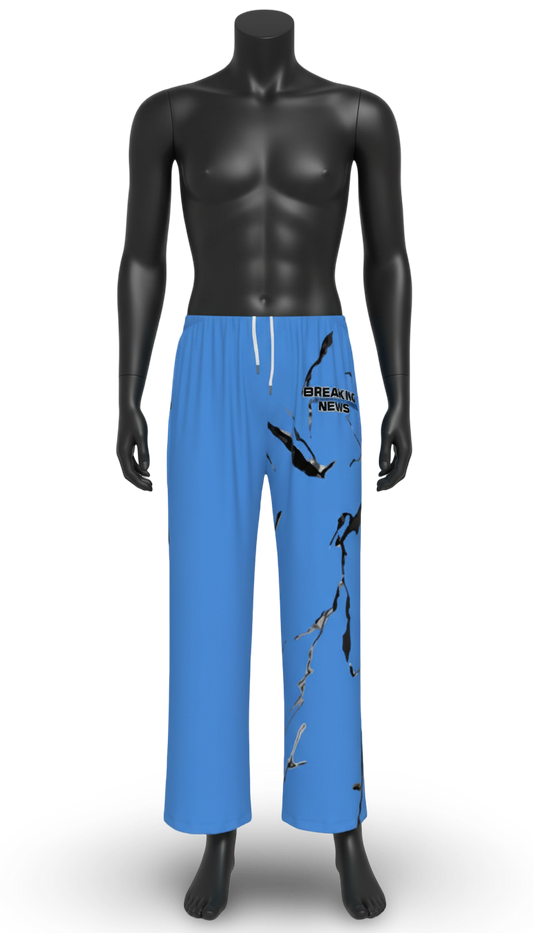 Breaking News blue Unisex Knitted Fleece Wide Leg Pants