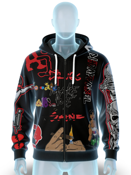 DHD Stamps Hoodie With Pockets BLACK