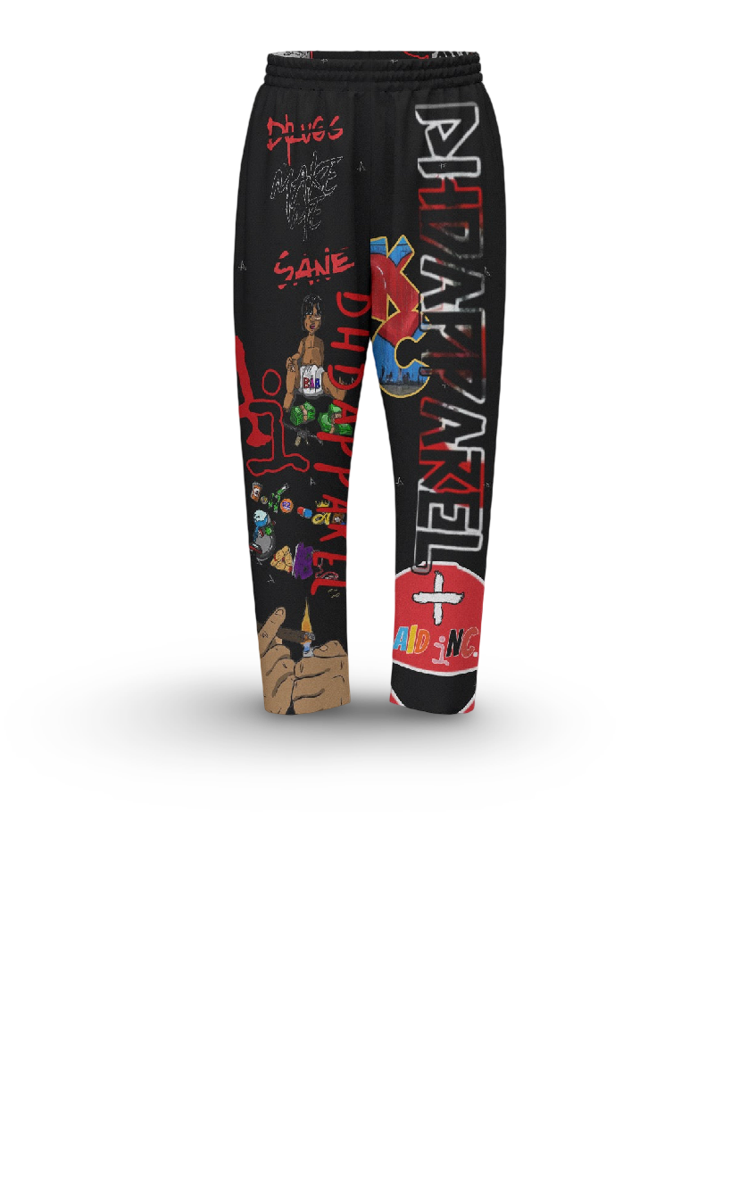 DHD STAMPS Harem Sports Pants All BLACK